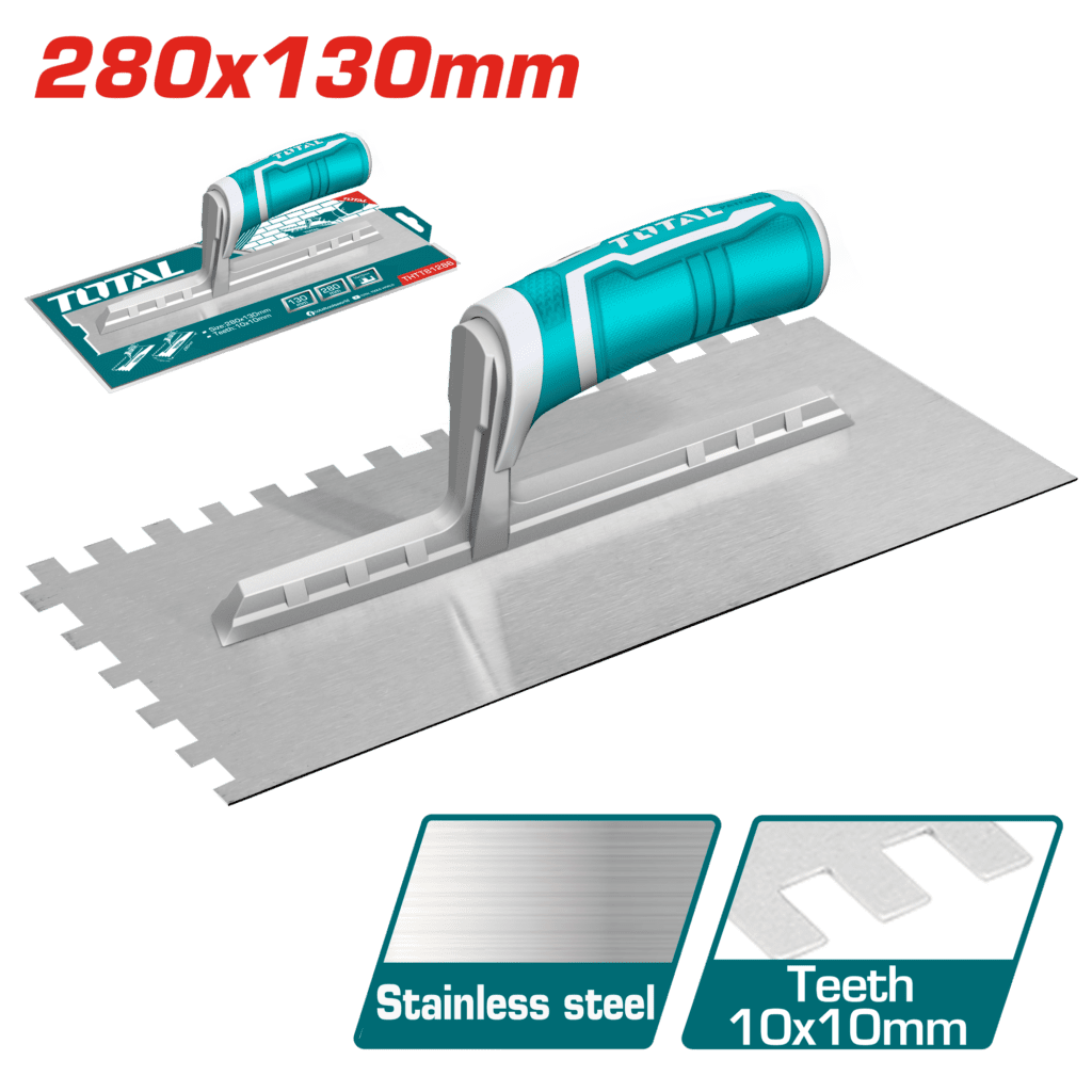 Total 280x130mm Plastering Trowel with Teeth - THTT81286 - Total Tools ...