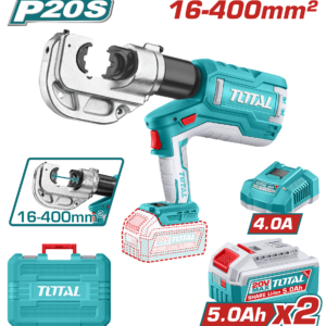 TOTAL TCTLI2005 20V Cordless Hydraulic Crimping Tool – 120KN Force | 16–400mm² Capacity | With 2×5.0Ah Batteries & Charger
