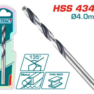 TOTAL Industrial 4mm HSS 4341 Drill Bit, 135° Tip – TAC1200404