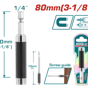 TOTAL Magnetic Extension Screwdriver Bit Holder 80–125mm, 1/4" Hex Shank – TAC463801