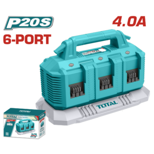 TOTAL TFCLI2064 P20S 20V Multi Battery Charger – 6 Slot Fast Charging Station