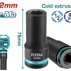 TOTAL 1/2" Drive 12mm Deep Impact Socket Cr-Mo (78mm Length) – THDIS12122L