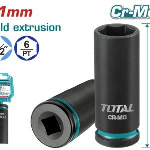 TOTAL 1/2" Drive 21mm Deep Impact Socket Cr-Mo, 78mm Length – THDIS12212L