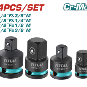 TOTAL 4 Pcs CR-MO Impact Socket Adapter Set (1/4", 3/8", 1/2") – THISAD12438