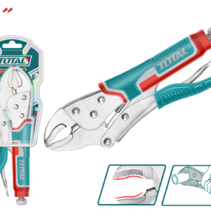 TOTAL 7" Curved Jaw Locking Pliers – Heavy Duty Carbon Steel Grip Pliers with Adjustable Opening (0–38mm) | Model THT190703