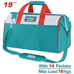TOTAL Tool Bag 19″, 1680D Polyester, Heavy-Duty with Multiple Pockets-THT261925