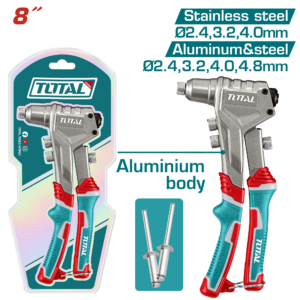 TOTAL Hand Riveter 8″, Steel & Aluminium Body, Multi-Rivet Sizes-THT32081