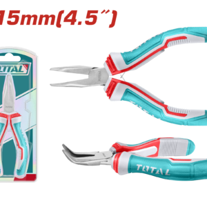 TOTAL Mini Bent Nose Pliers 4.5" (115mm) – Precision Long Nose Pliers with Two-Color Comfort Grip | Model THTMN456