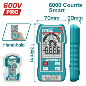 TOTAL Digital Multimeter TRMS 6000 Counts, Smart Function, NCV with LED Indicator-TMT516004