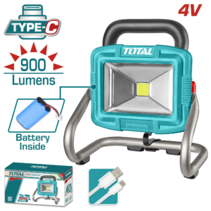 TOTAL 4V Cordless Rechargeable Portable Lamp 900LM with USB Charging – TRLF4415