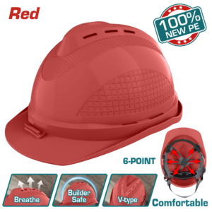 TOTAL TSP8604 Safety Helmet– Red, 6-Point Suspension with Ratchet Adjustment