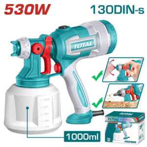 TOTAL TT4506 530W Electric Spray Gun with 1000ml Container – Adjustable Paint Sprayer