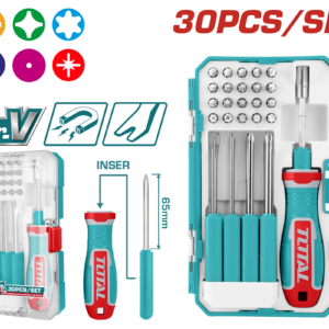 TOTAL 30PCS Interchangeable Screwdriver & Bit Set – TACSD30306