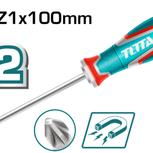TOTAL PZ1x100mm Pozidriv Magnetic Screwdriver – TSDPZ1100